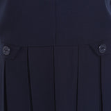 Kids Girls School Uniform Pleated Zip Pinny Pinafore Dress Zip Closure -Navy Blue