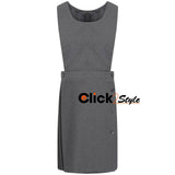 Kids Girls School Uniform Bib Pinny Pinafore Dress Pleated Sides -Grey
