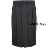 Girls Box School Skirt Full Pleated Full Elasticated Waist -Black