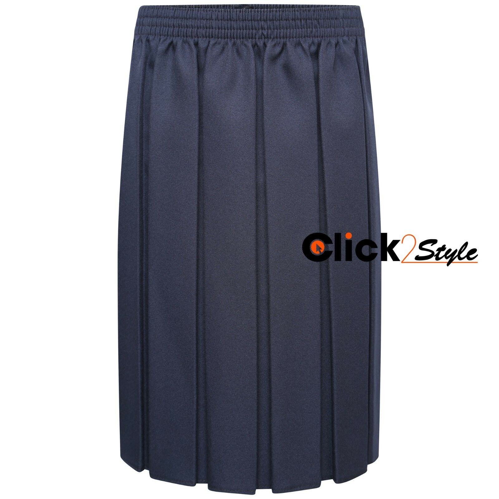 Girls Box School Skirt Full Pleated Full Elasticated Waist -Navy Blue