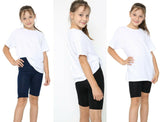 T Shirt White School PE Unisex Girls Kids Children 100% Cotton Tee Crew Neck
