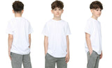 School PE White Unisex Children Kids Boys Girls Cotton Tee T-Shirt Crew Neck